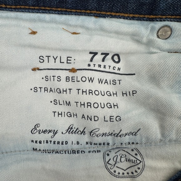 J.Crew 770 Straight-Fit Stretch Jeans Mens 34x30 Indigo Blue Denim Exc.Cond. - Picture 6 of 12